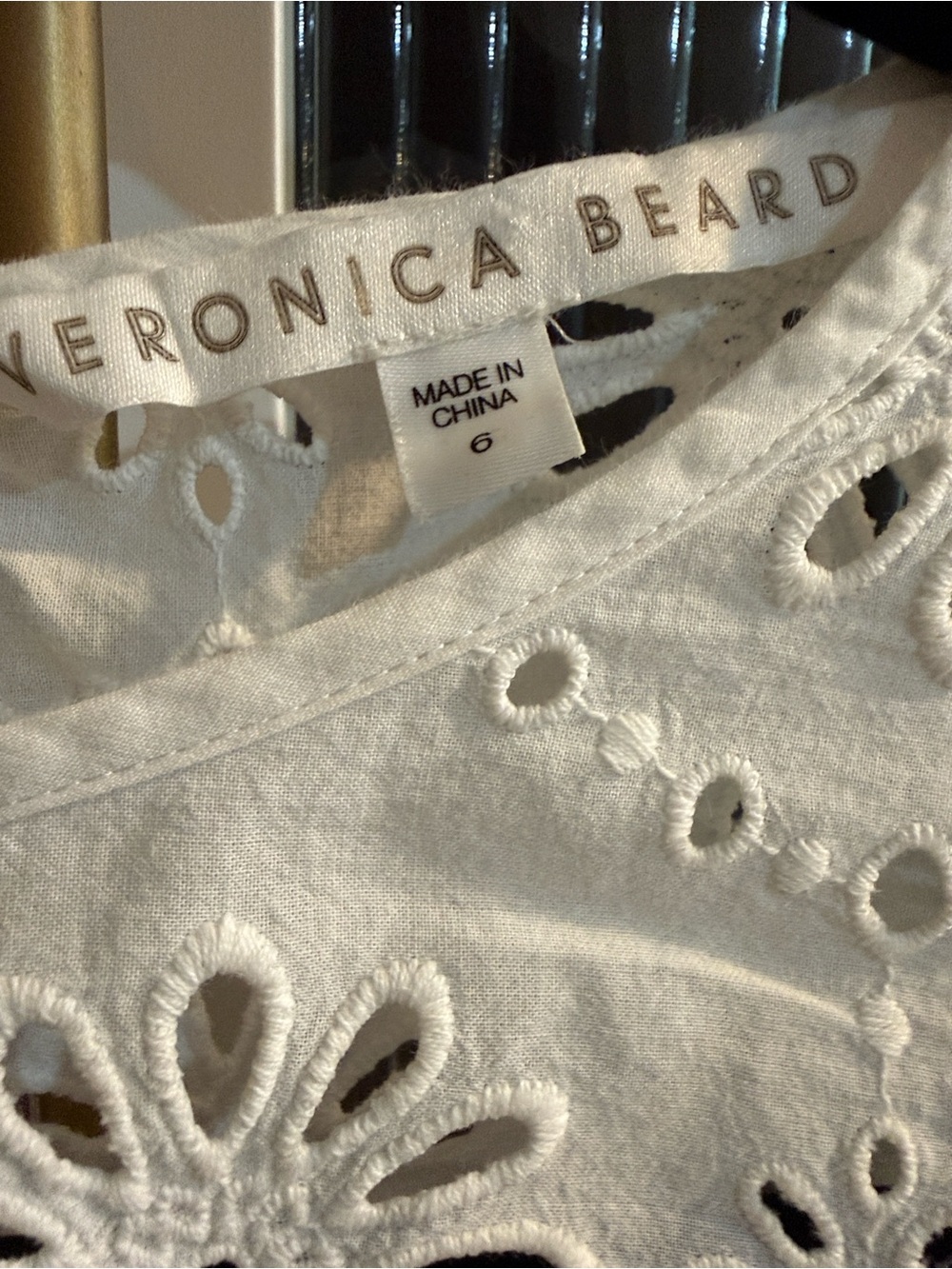 Veronica Beard Gale Blouse White Eyelet Lace - Picture 5 of 8